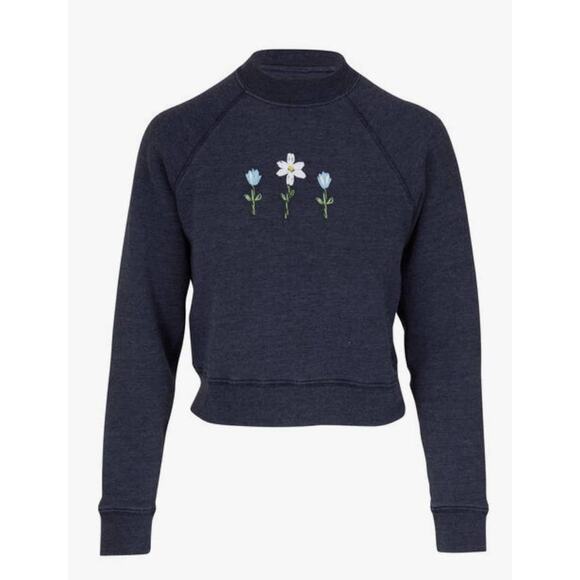 RE/Done Heathered Navy Embroidery Shrunken Crewneck - XS - Picture 1 of 7